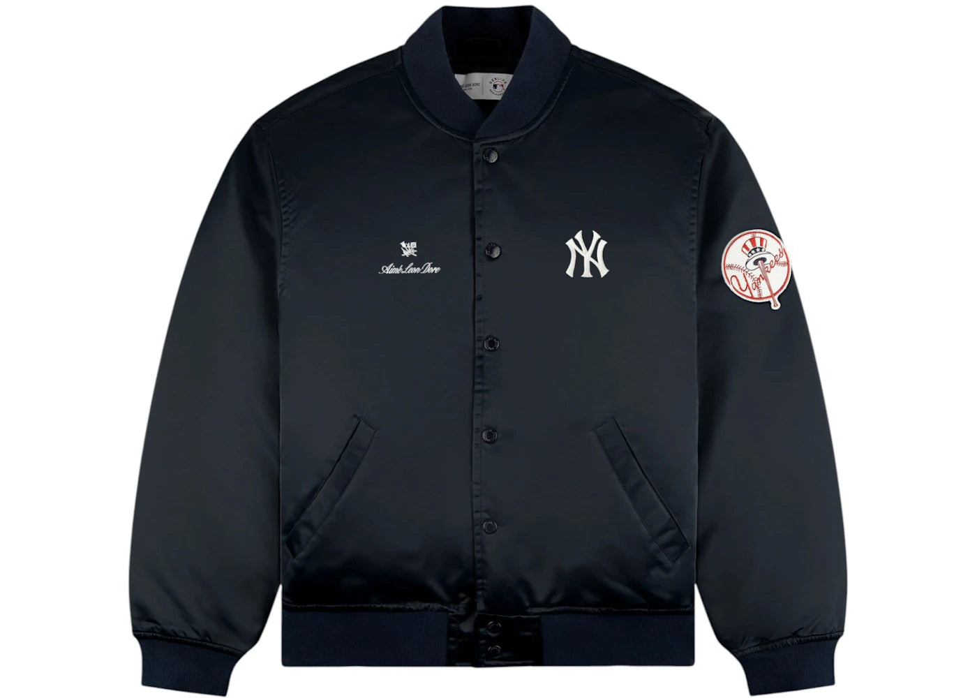 Aime Leon Dore x New York Yankees Satin Varsity Jacket-Navy