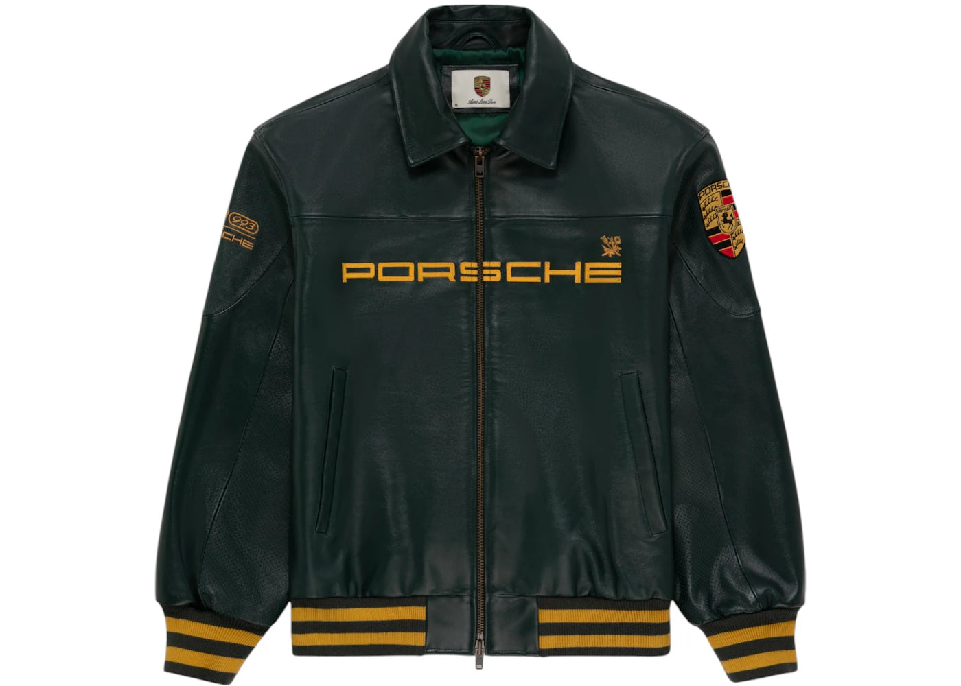 Aime Leon Dore x Porsche 993 Turbo Leather Club Jacket-British Racing Green