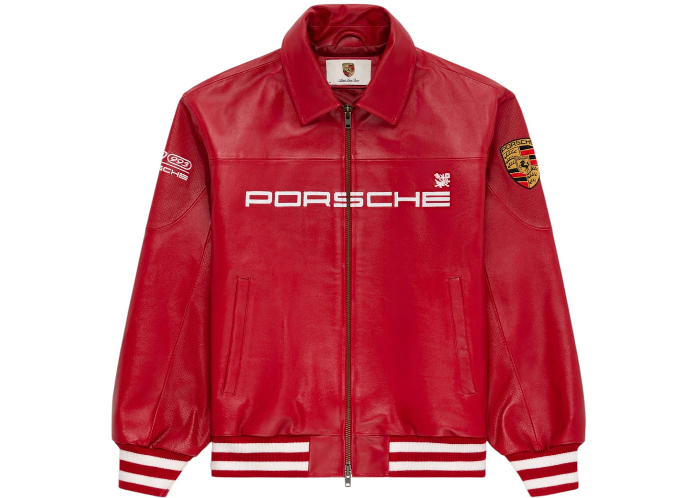 Aime Leon Dore x Porsche 993 Turbo Leather Club Jacket-Tango Red