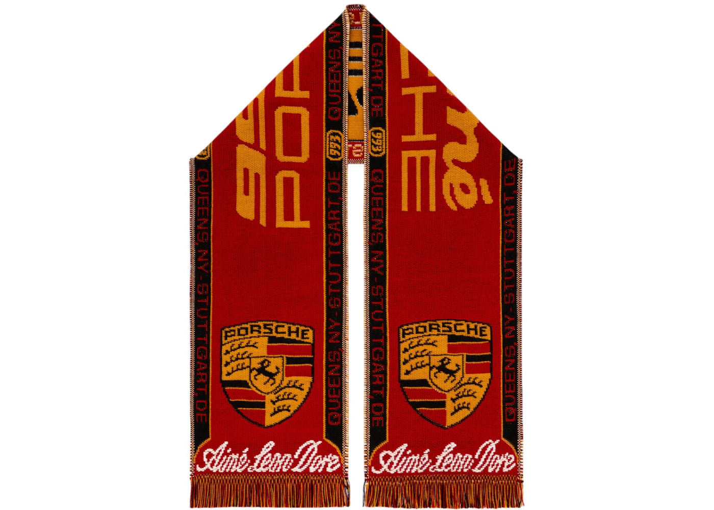 Aime Leon Dore x Porsche 993 Turbo Wool Souvenir Scarf Red