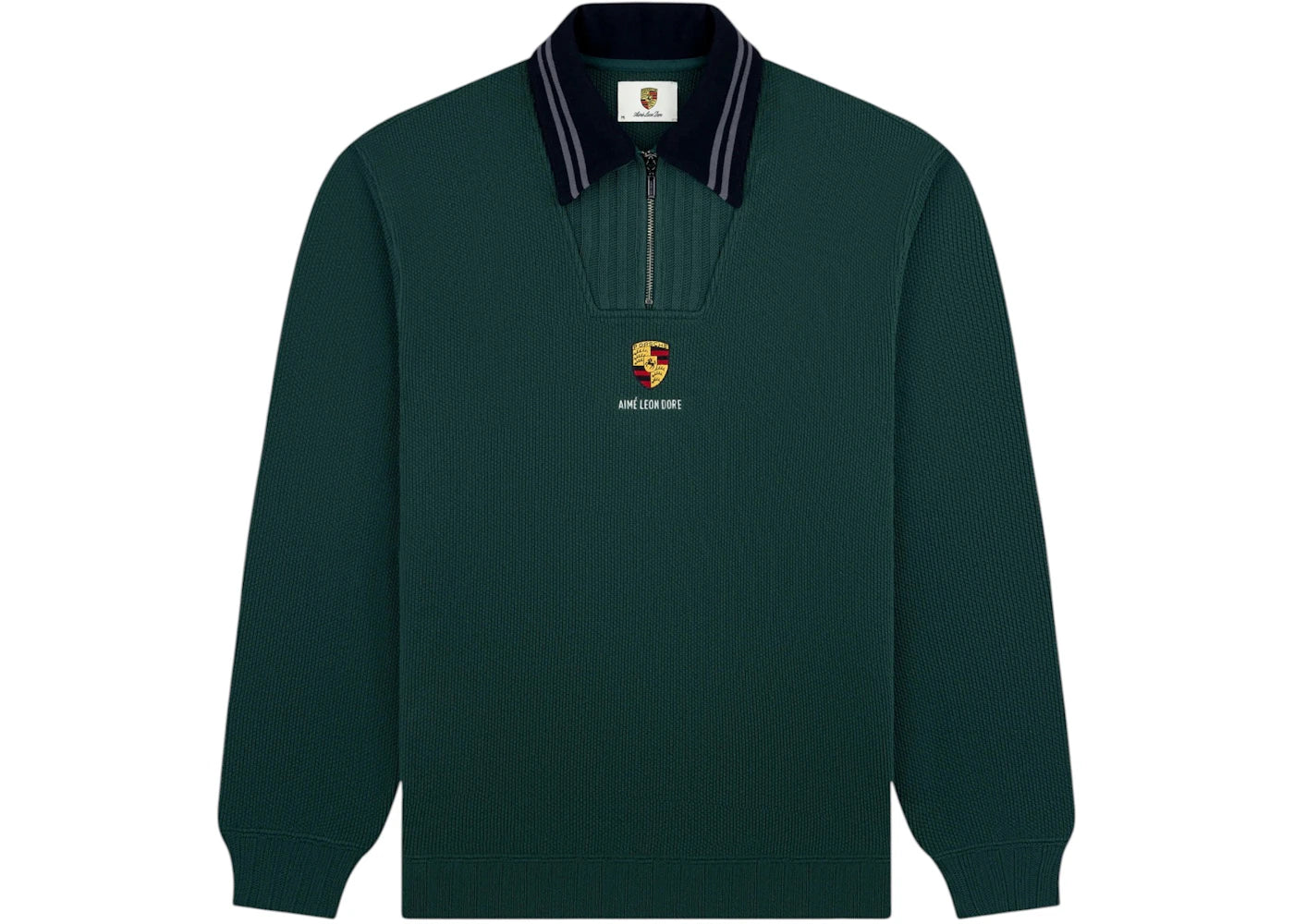 Aime Leon Dore x Porsche Jacquard Collar Quarter Zip Pullover Green
