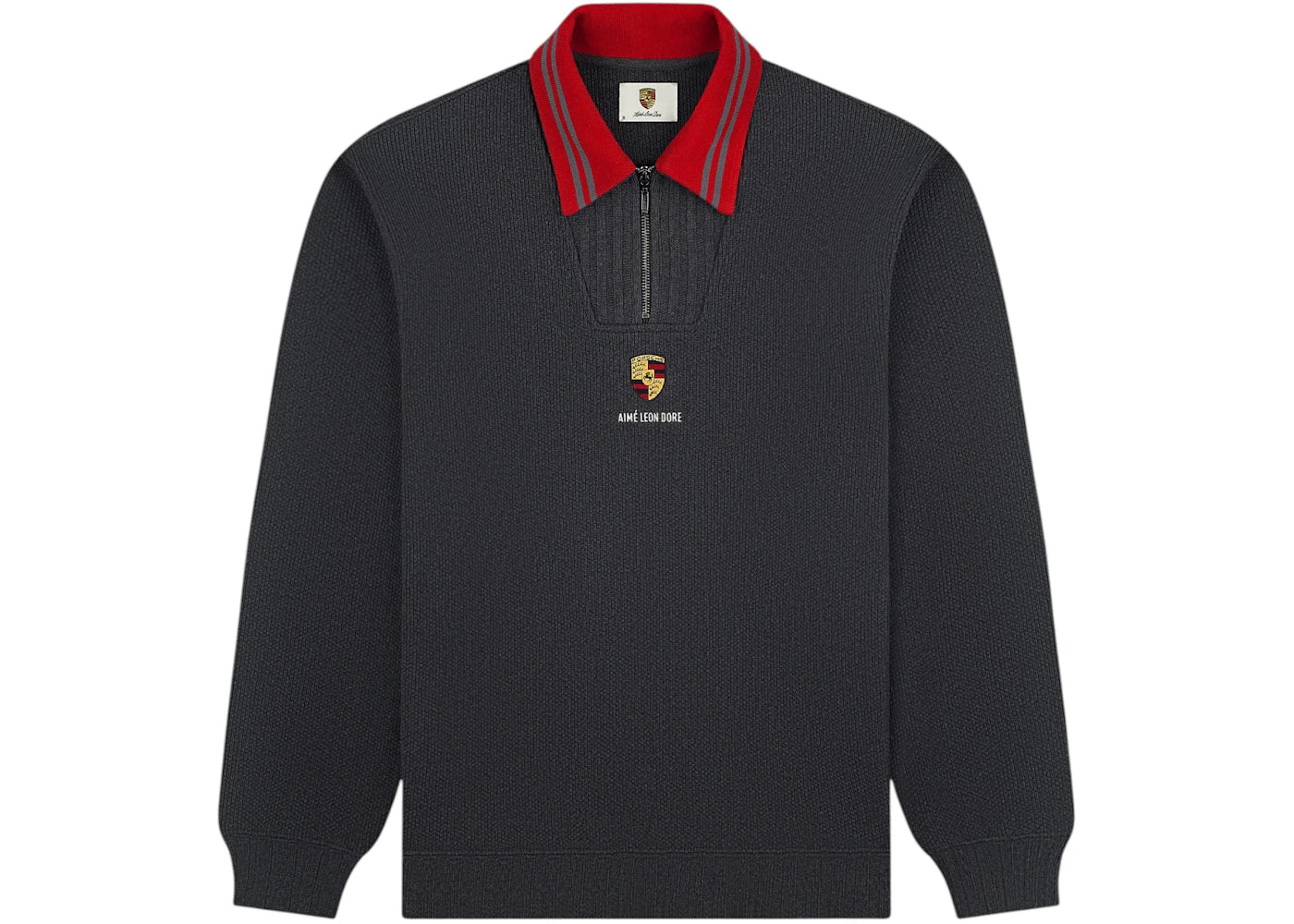 Aime Leon Dore x Porsche Jacquard Collar Quarter Zip Pullover Grey