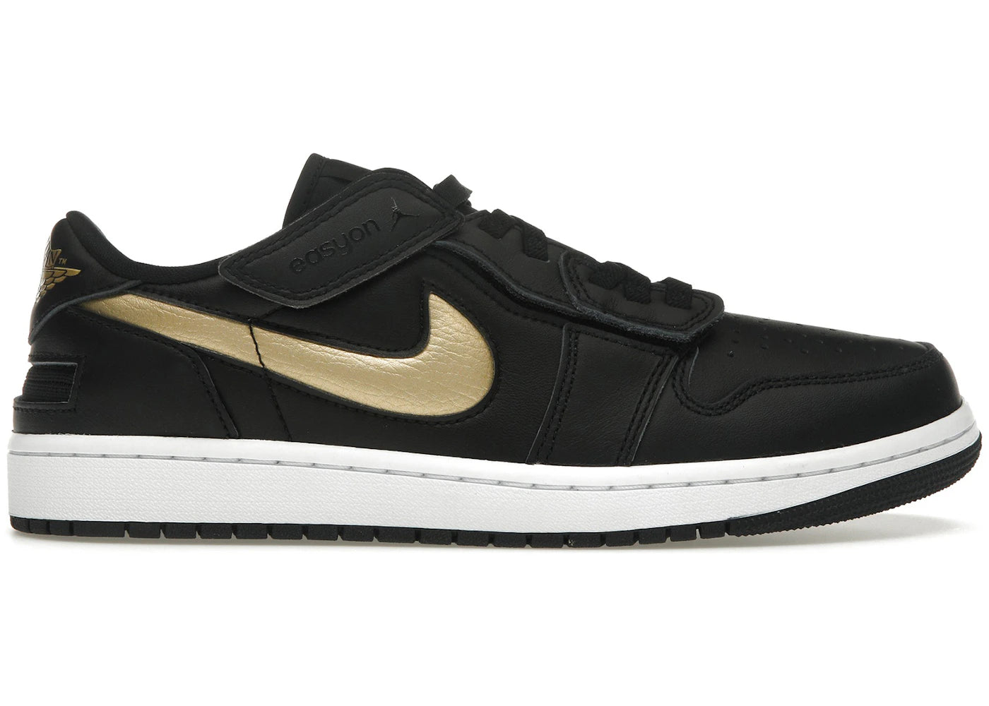 Jordan 1 Low FlyEase-Black White Metallic Gold