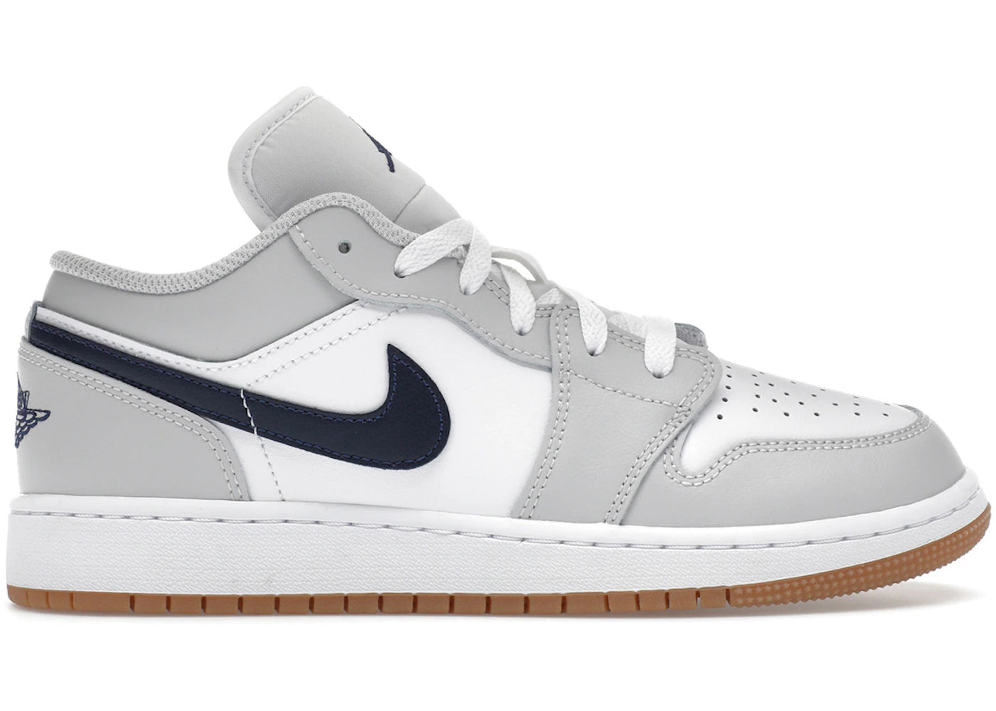 Jordan 1 Low-White Neutral Gray Gum Midnight Navy (GS)
