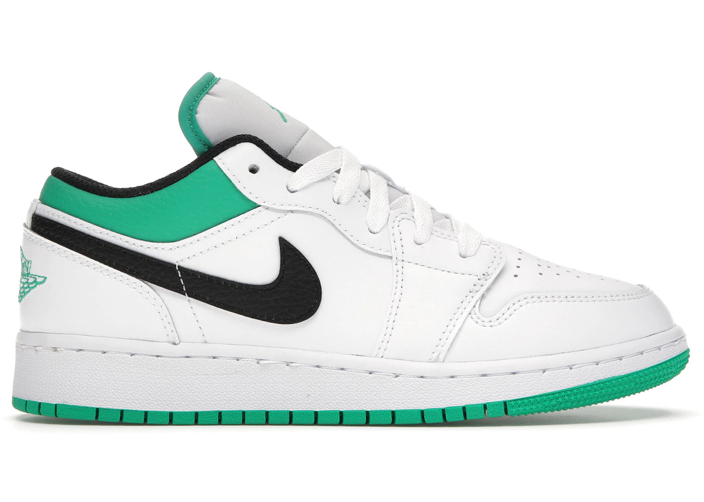 Jordan 1 Low-White Lucky Green Tumbled Leather (GS)