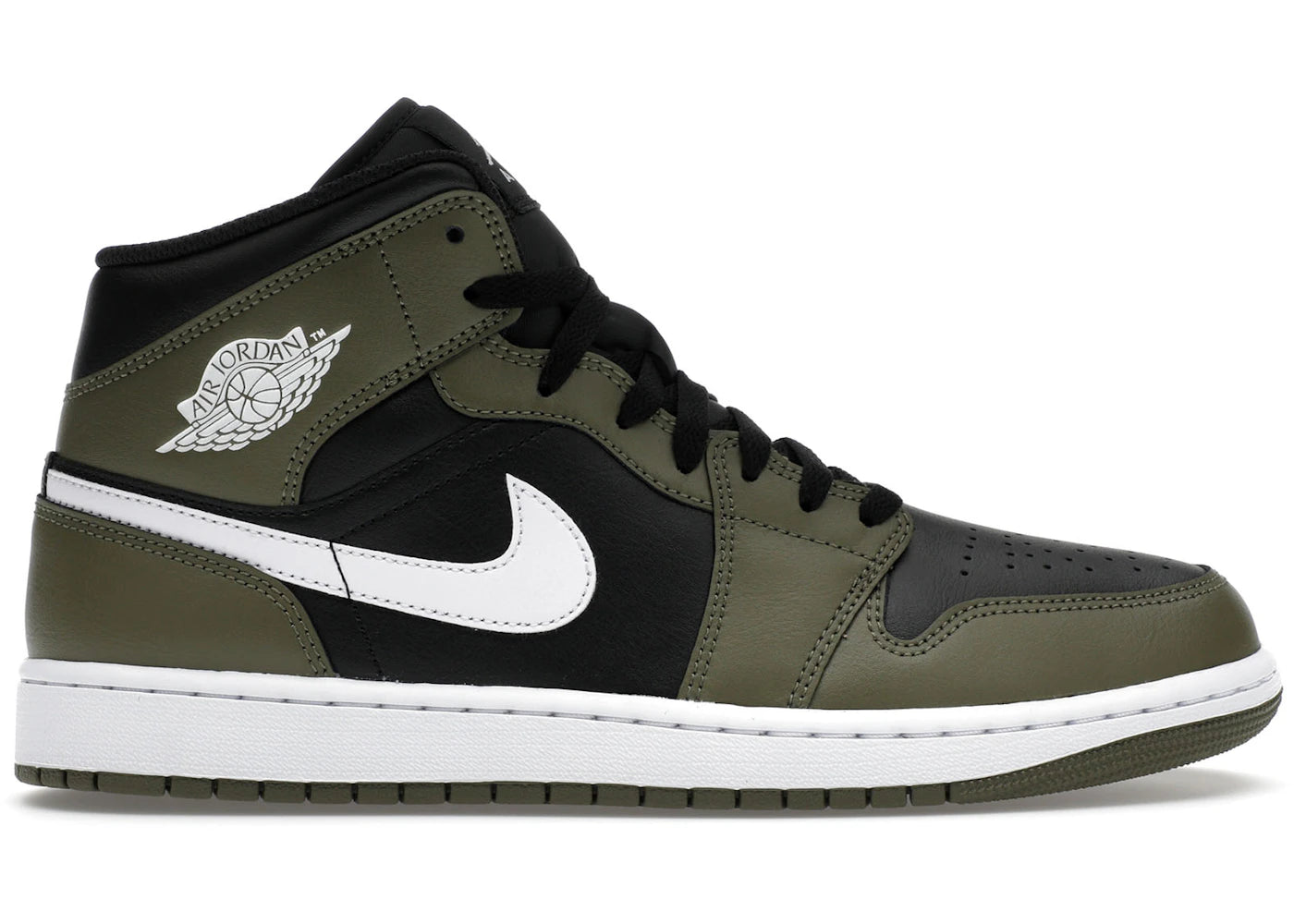 Jordan 1 Mid Noir Blanc Olive