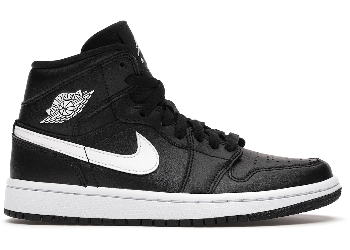 Jordan 1 Mid Noir Blanc (Femme)