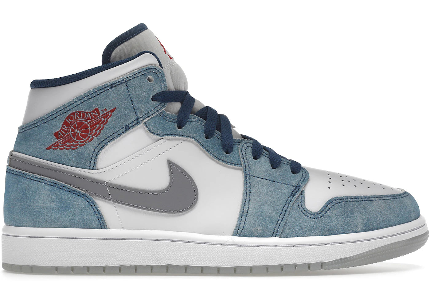 Jordan 1 Mid-French Blue Fire Red