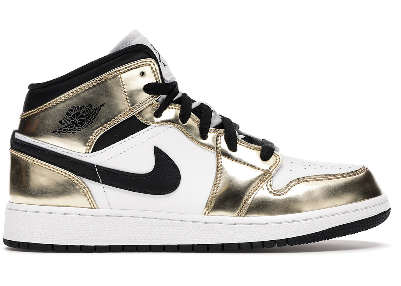 Jordan 1 Mid-Metallic Gold Black White (GS)