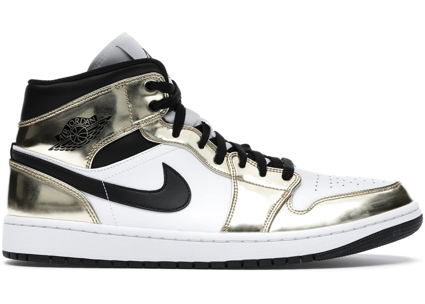 Jordan 1 Mid-Metallic Gold Black White