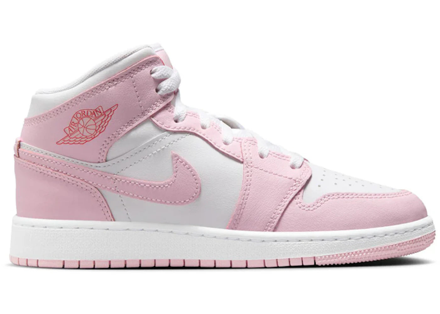 Jordan 1 Mid-Pink Foam Fire Red (GS)