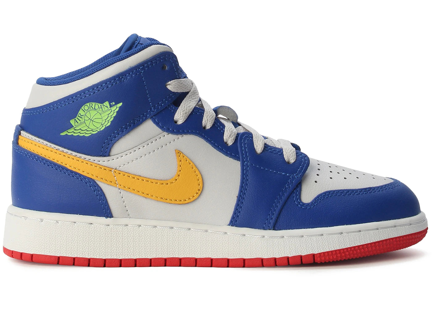Jordan 1 Mid Racer Blue Red Gold