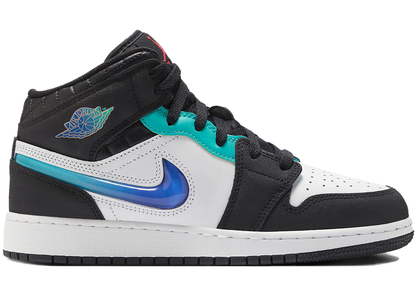 Jordan 1 Mid SE-Black White Hyper Jade (GS)