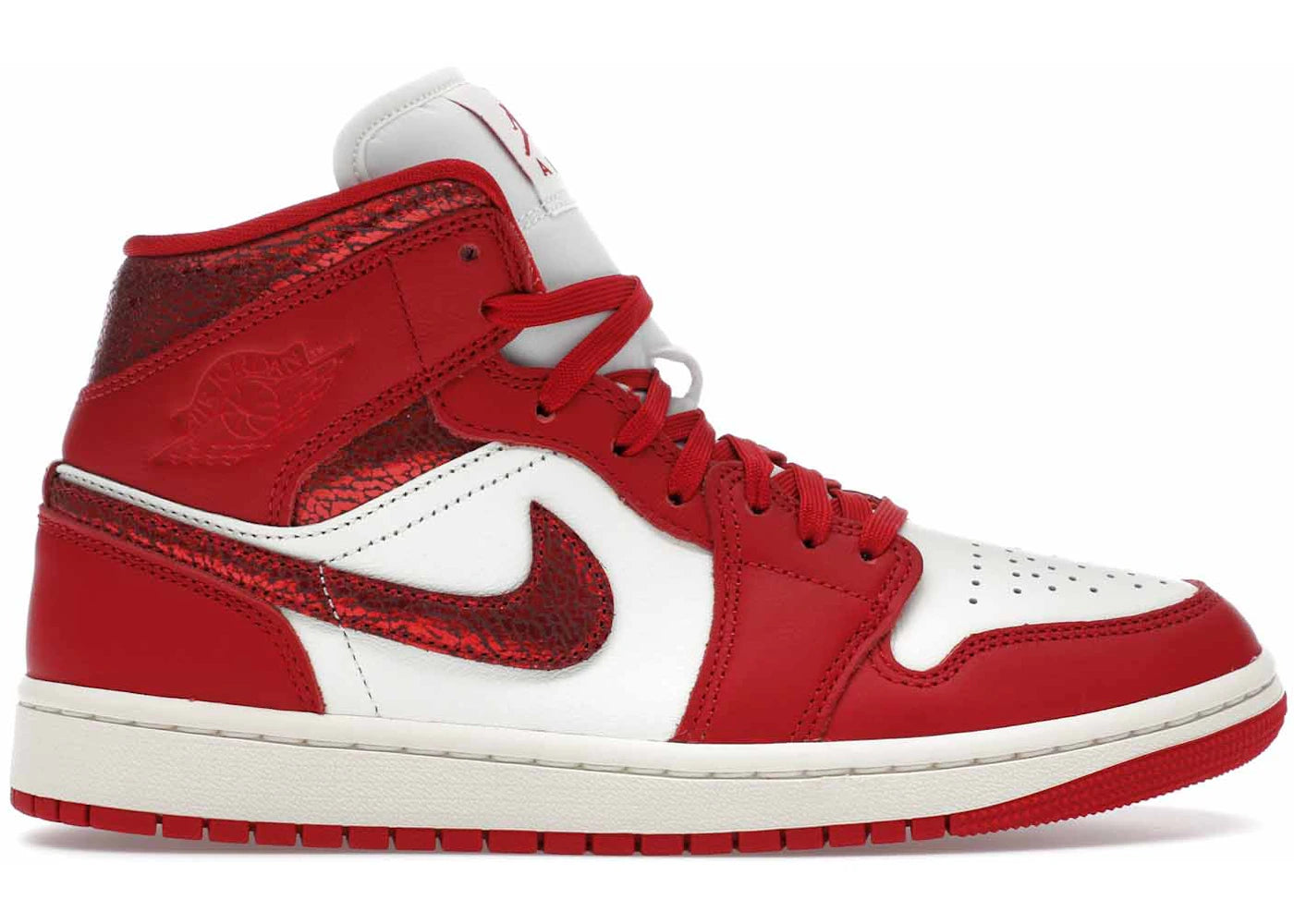 Jordan 1 Mid SE-Red Cracked Leather (Women's)