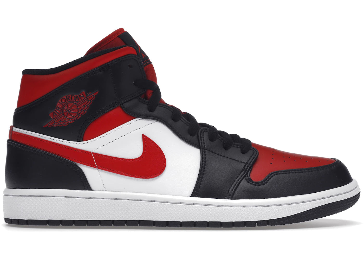 Jordan 1 Mid-White Black Red (2022)