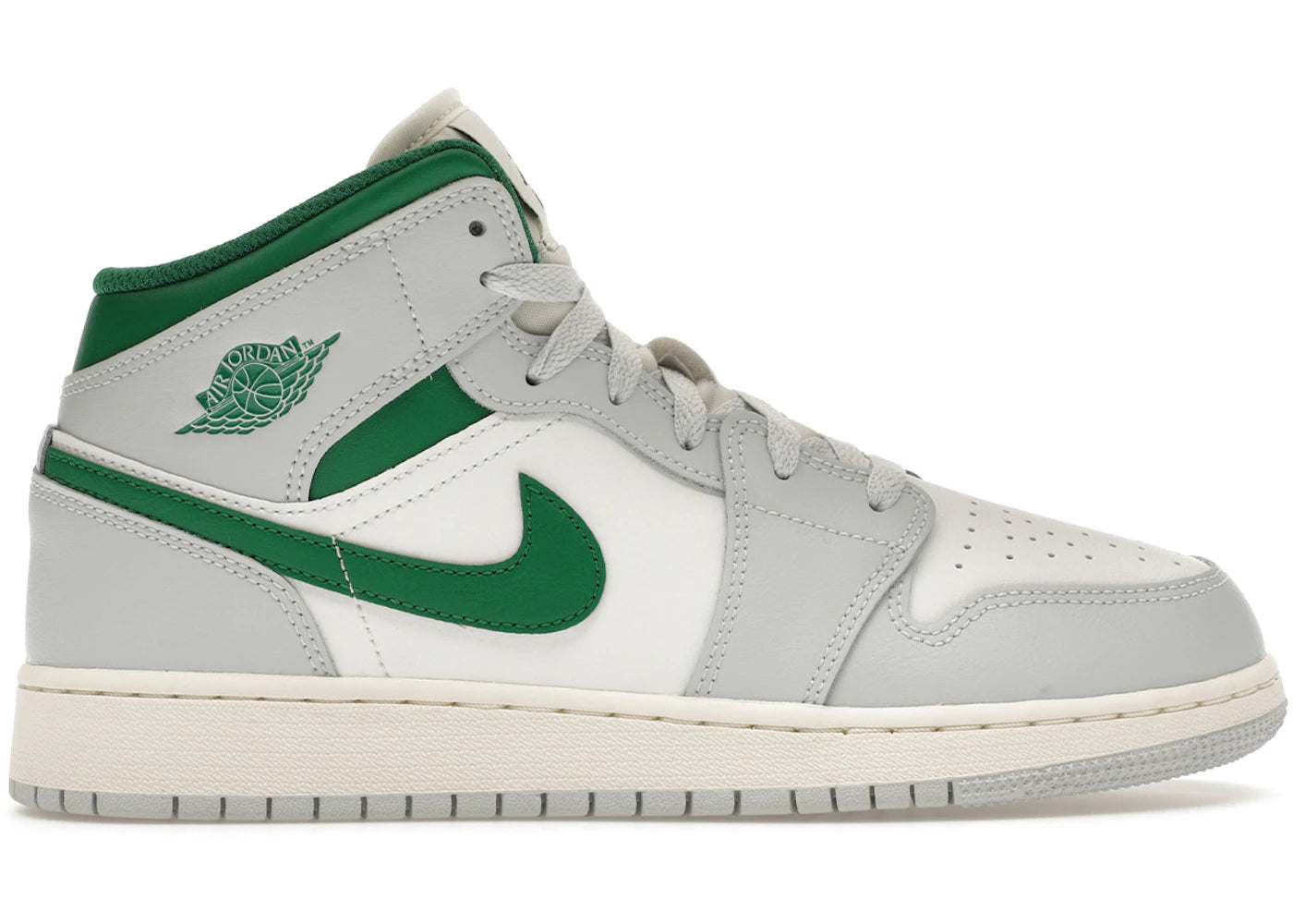 Jordan 1 Mid-White Pure Platinum Pine Green (GS)