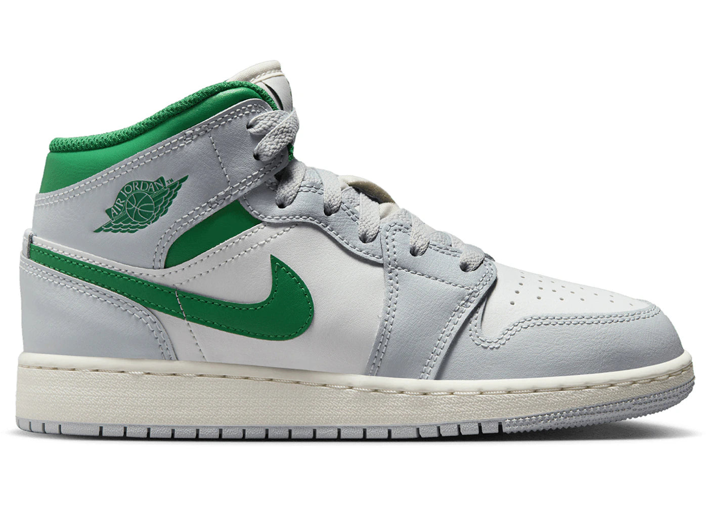 Jordan 1 Mid-White Pure Platinum Pine Green (GS)