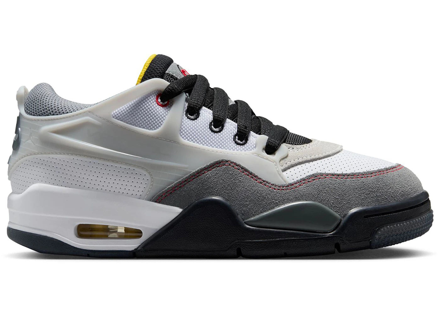 Jordan 4 RM Premium Blanc Noir Gris Fumée Rouge Feu (GS)