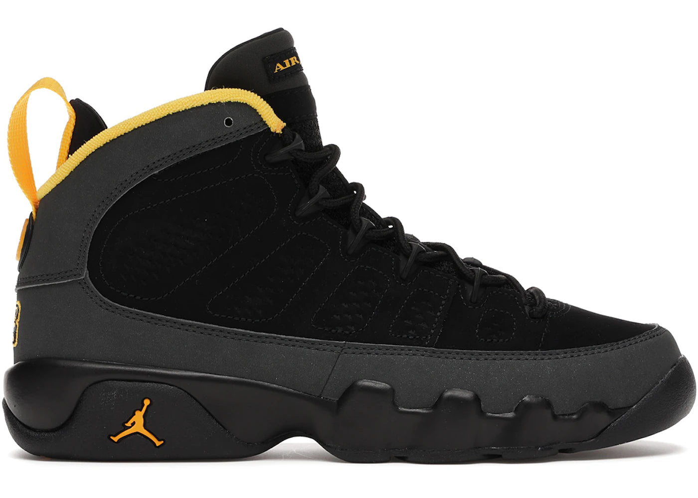 Jordan 9 Retro Dark Charcoal University Gold