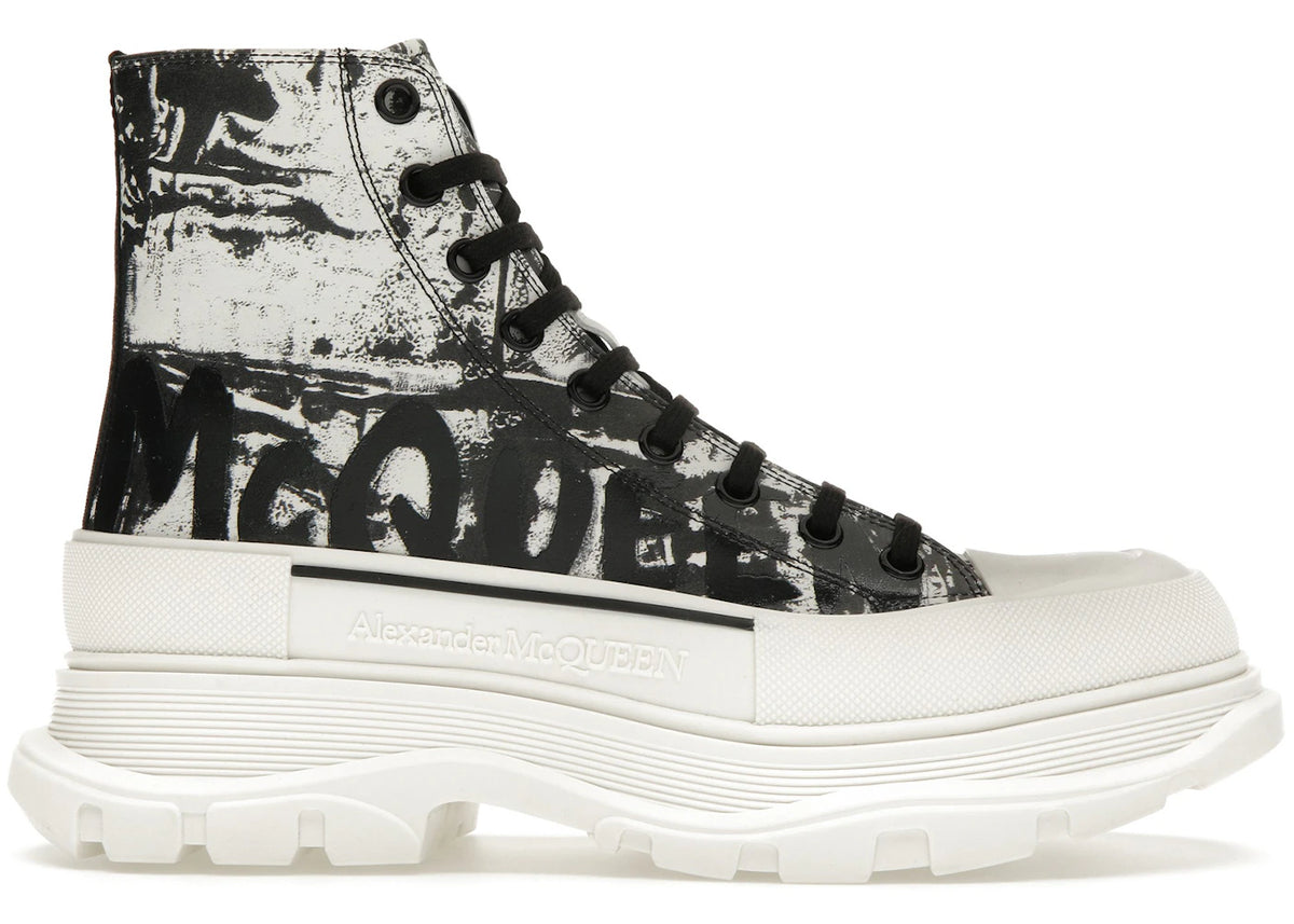 Alexander Mcqueen Graffiti Tread Slick Boot White Black - main view