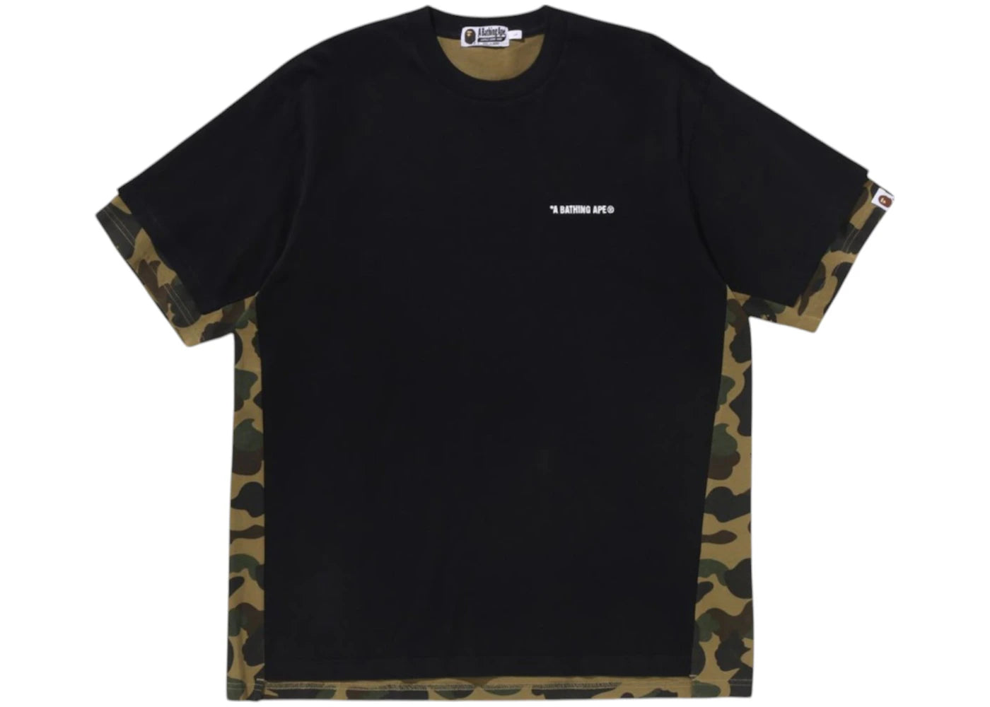 BAPE 1st Camo Heavy Washed Blocking Relaxed Fit Tee-Black