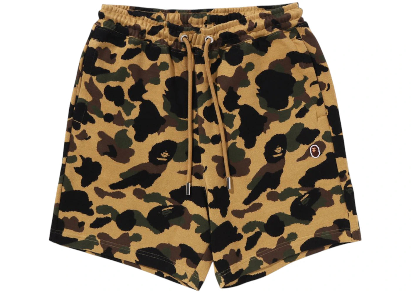BAPE 1st Camo Jacquard One Point Relaxed Fit Sweat Shorts-Yellow