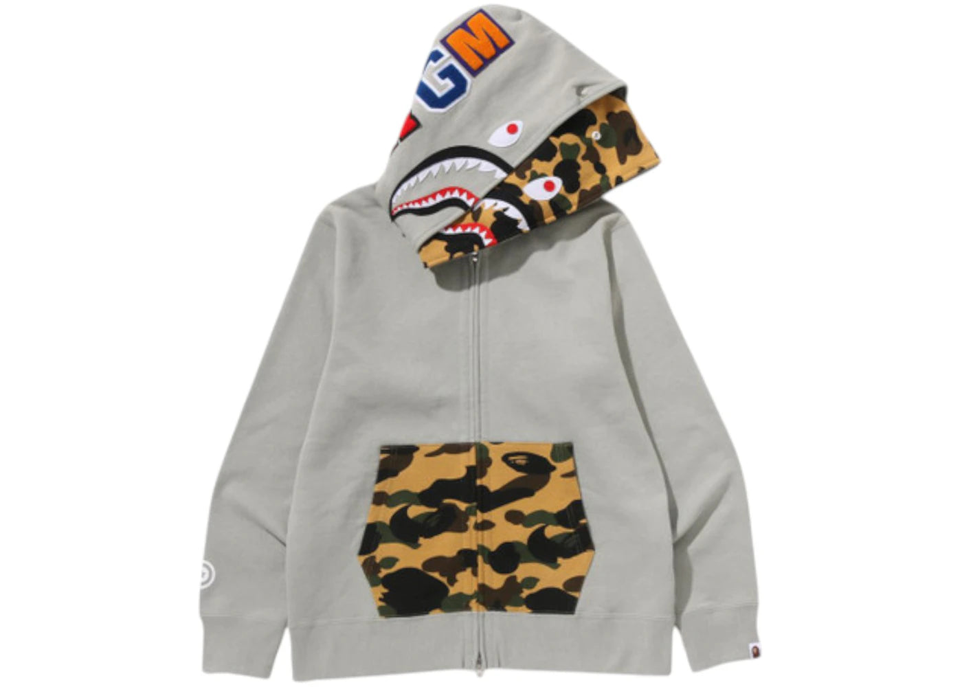 BAPE 1st Camo Shark Full Zip Double Hoodie-Green Dark