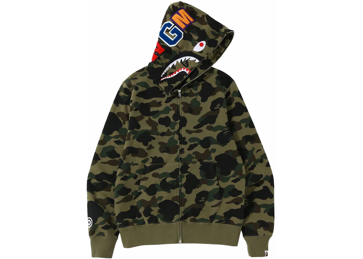 BAPE 1st Camo Shark Full Zip Hoodie (FW23)-Green