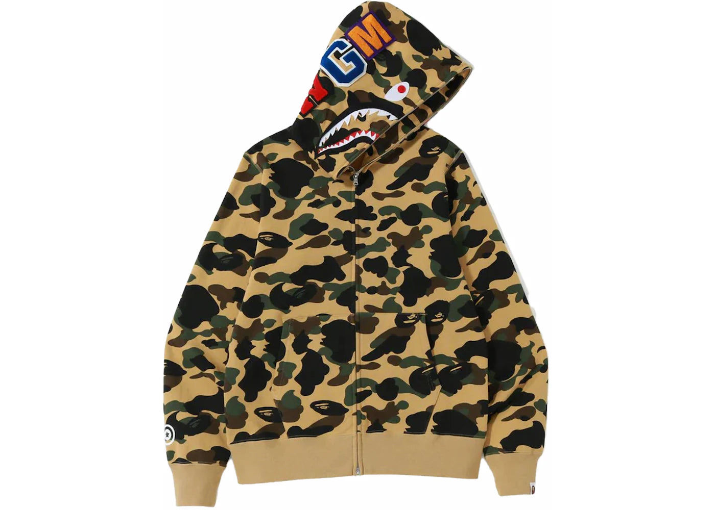 BAPE 1st Camo Shark Full Zip Hoodie-Yellow