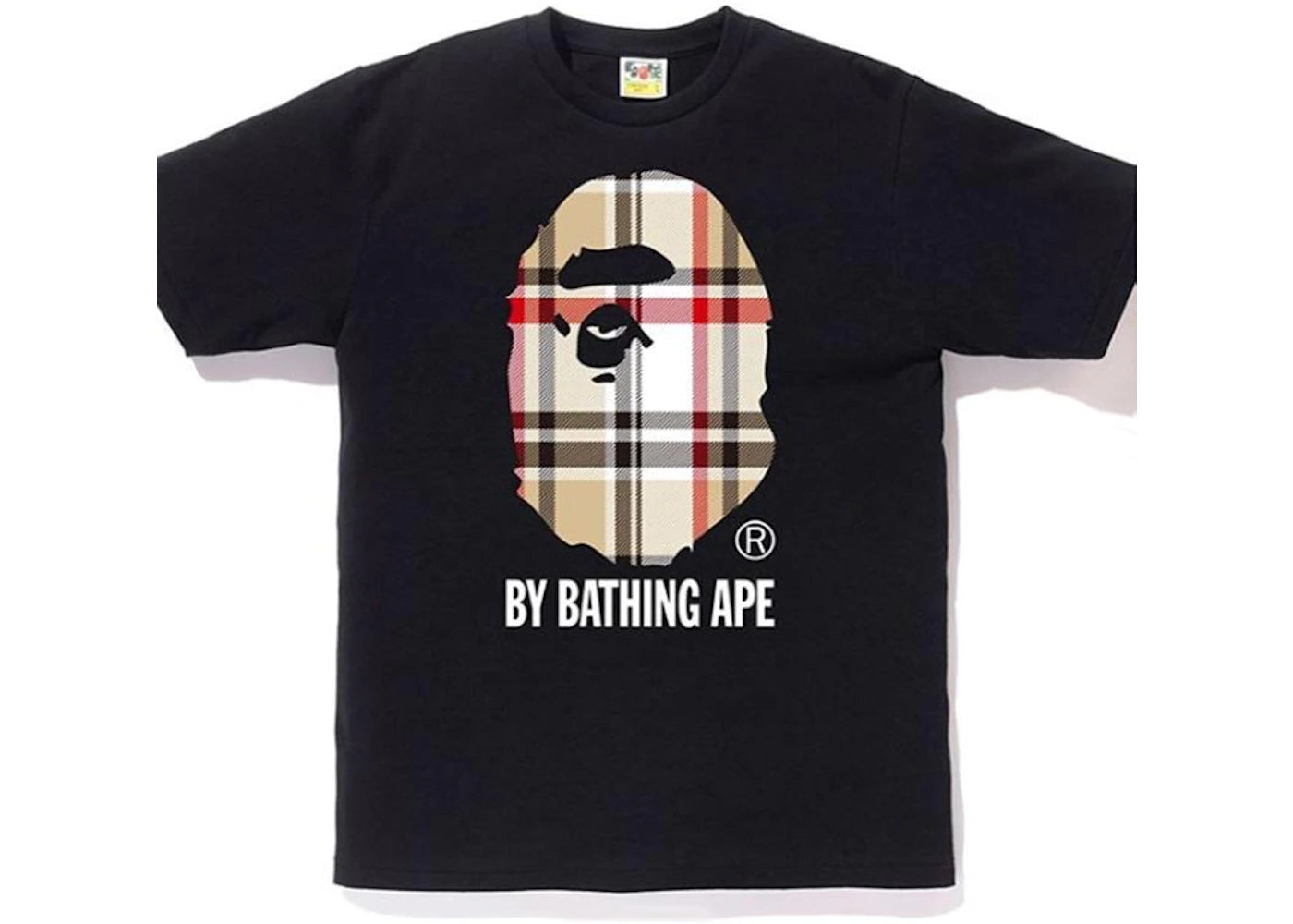 BAPE A Bathing Ape Check by Bathing Tee-Black/Beige