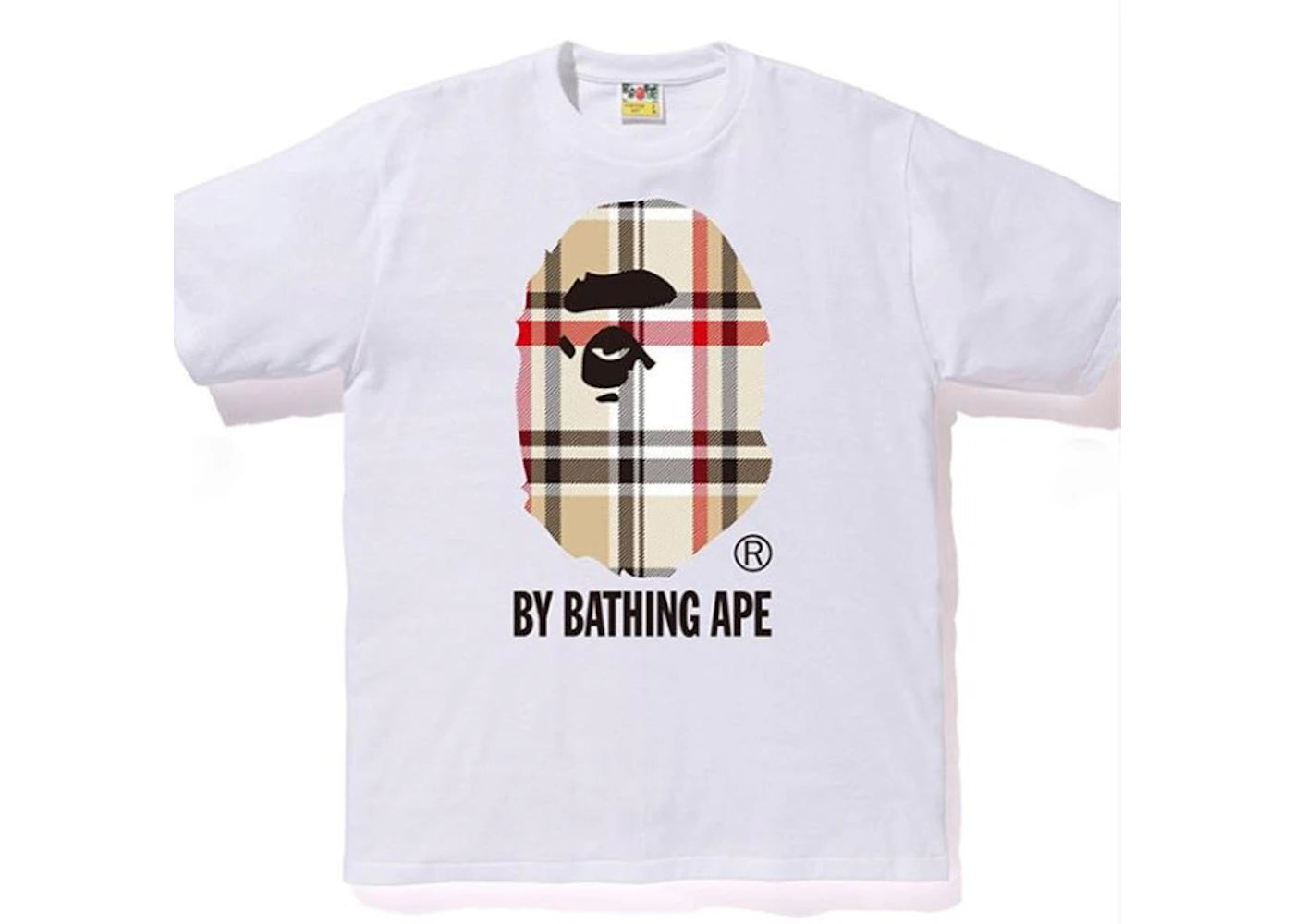 BAPE A Bathing Ape Check by Bathing Tee-White/Beige