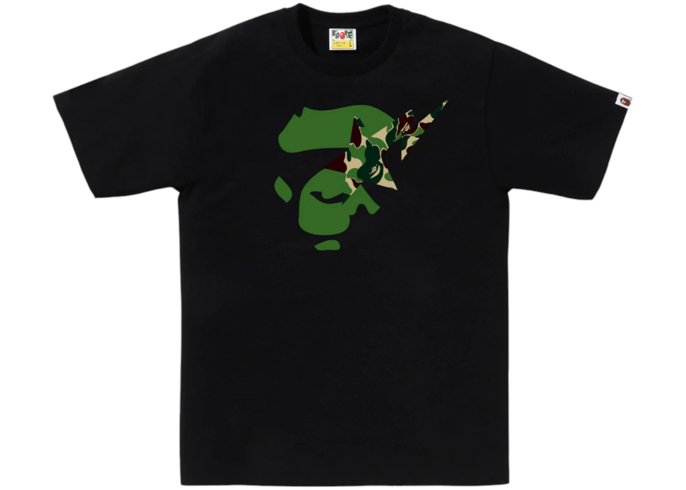 BAPE ABC Camo Ape Face Sta Tee-Black/Green