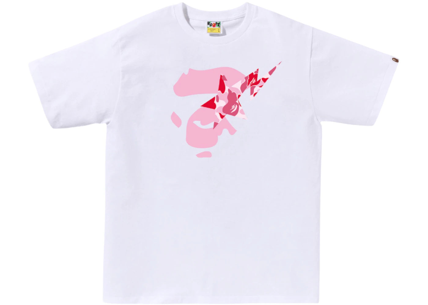 T-shirt BAPE ABC Camo Ape Face Sta - Blanc/Rose