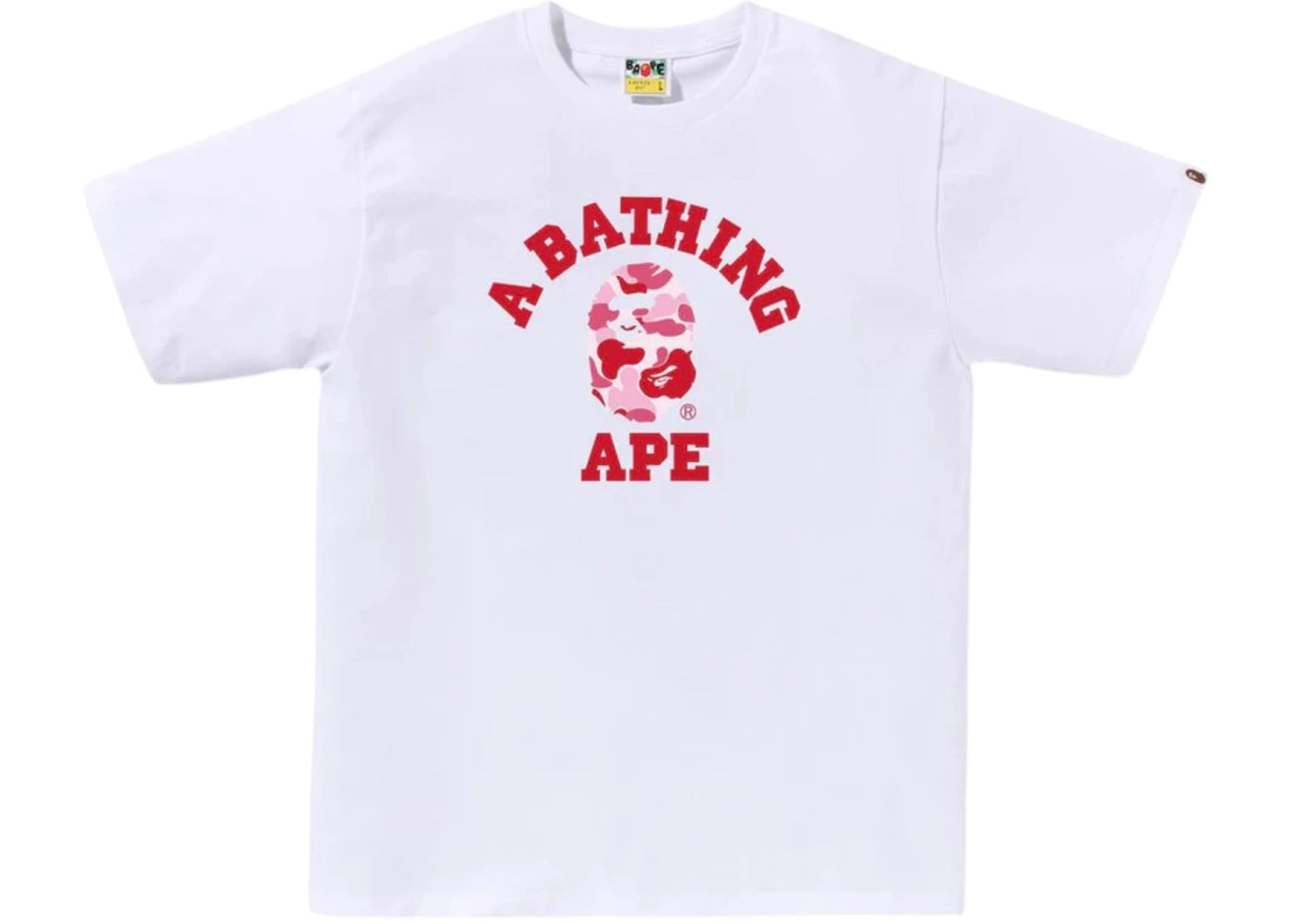 BAPE ABC Camo College Tee (SS25)-White/Pink