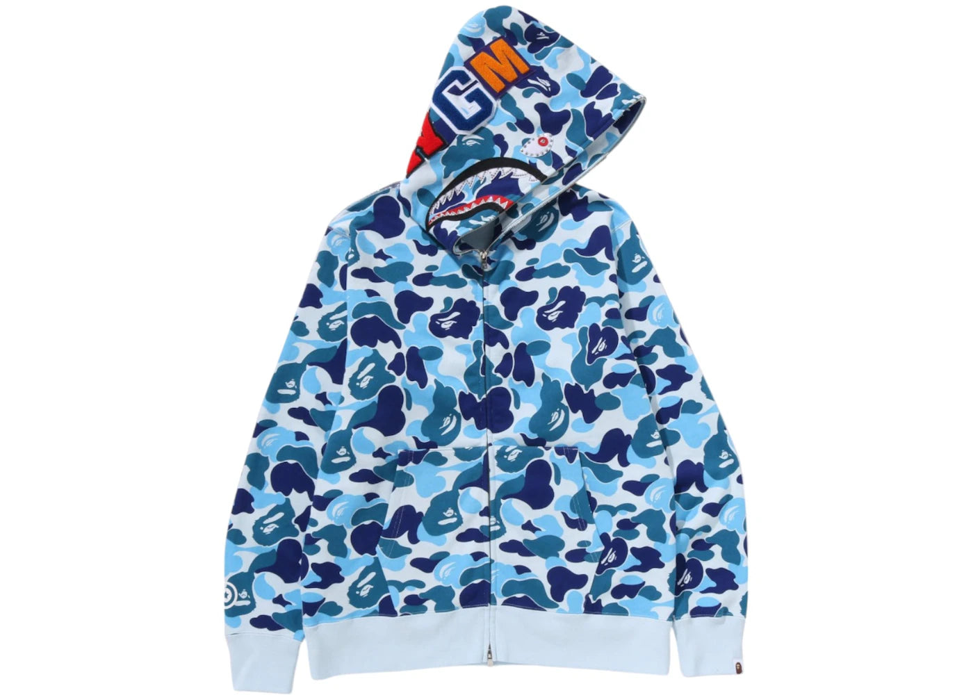 BAPE ABC Camo Crystal Stone Shark Full Zip Hoodie-Blue