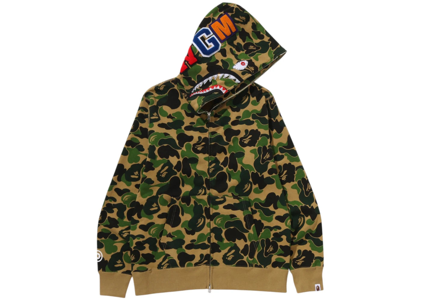 BAPE ABC Camo Crystal Stone Shark Full Zip Hoodie-Green