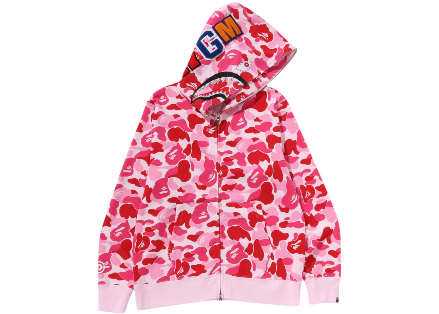 BAPE ABC Camo Crystal Stone Shark Full Zip Hoodie-Pink
