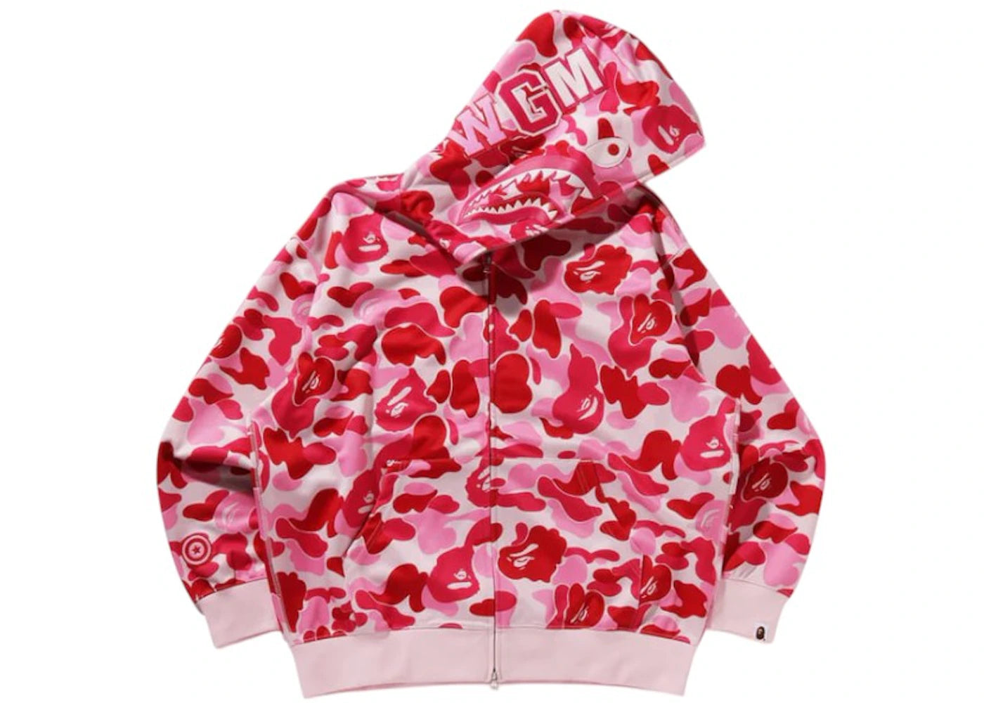 BAPE ABC Camo Rayon Relaxed Fit Shark Full Zip Hoodie-Pink