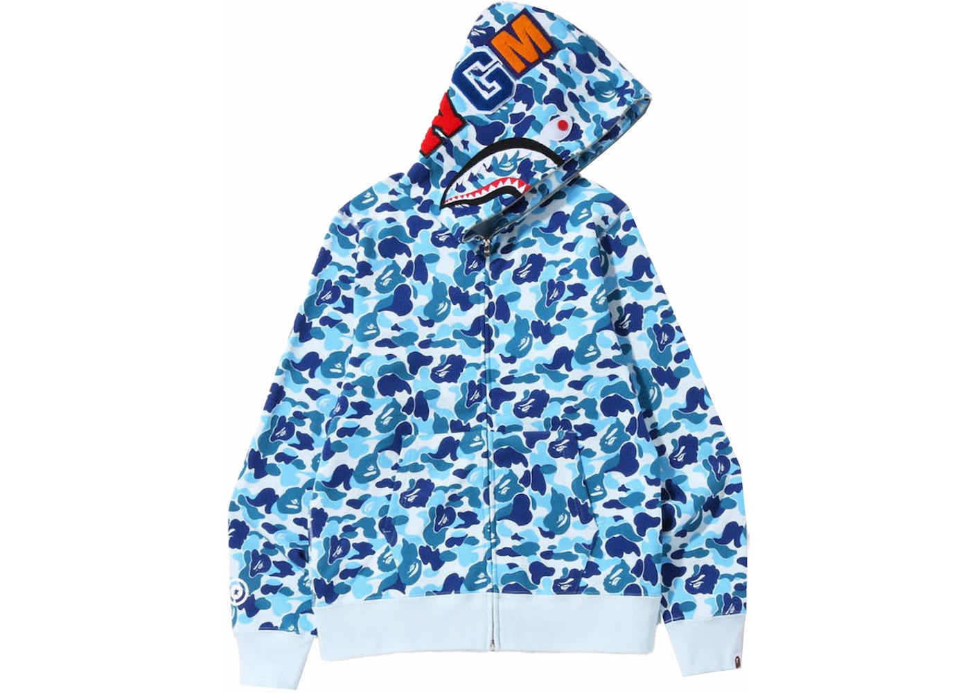 Sweat à capuche zippé BAPE ABC Camo Shark - Bleu