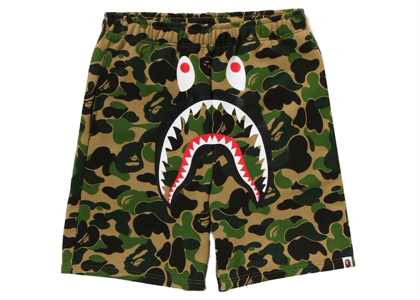 BAPE ABC Camo Shark Sweat Shorts-Green