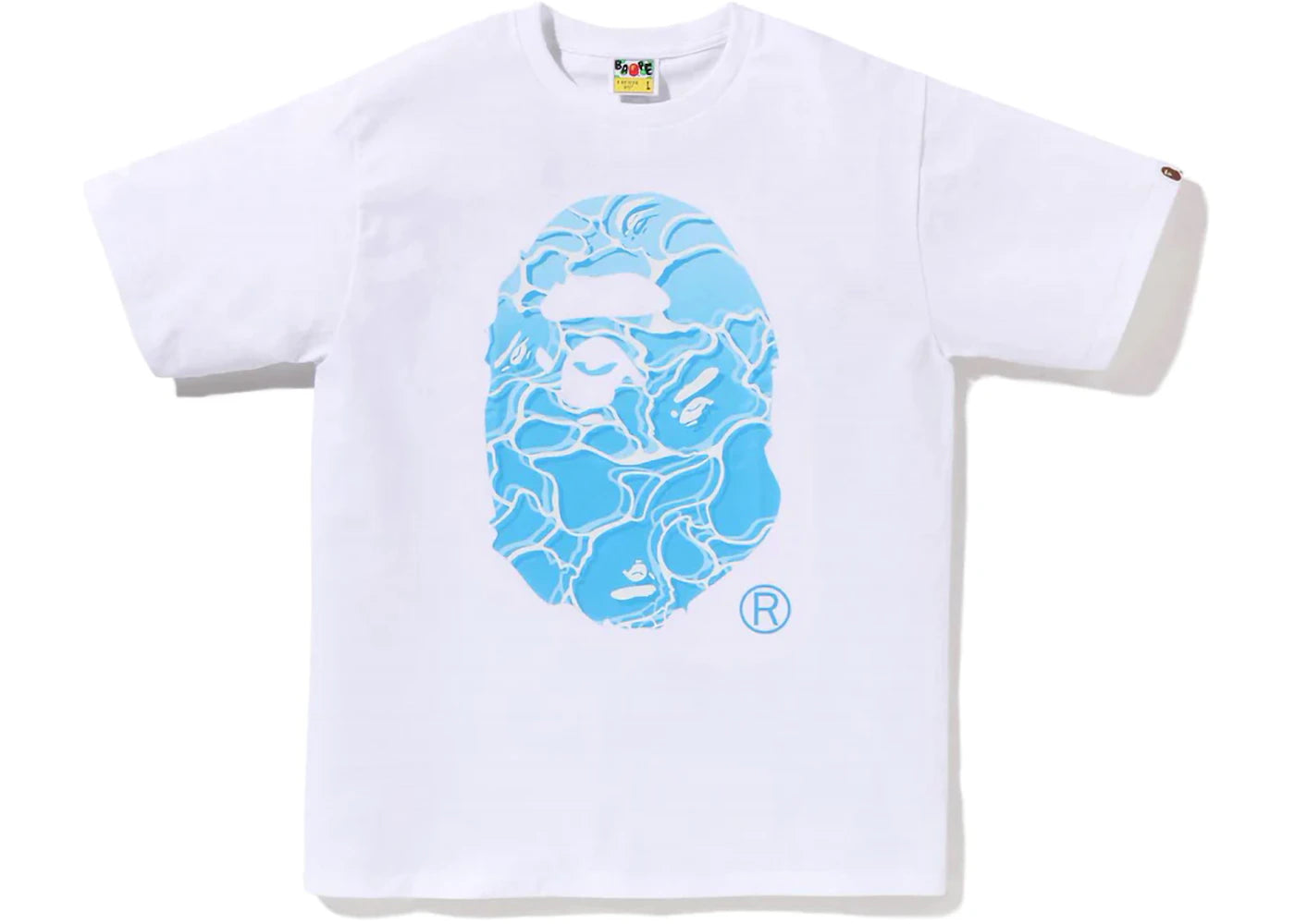 BAPE ABC Sea Surface Camo Ape Head Tee-White