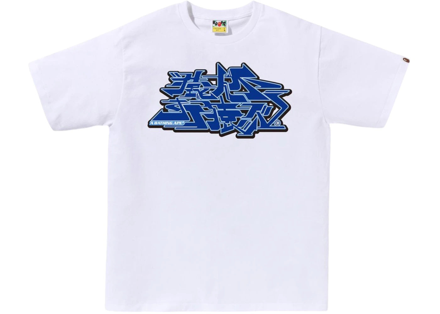 BAPE Asnka Kanji Graffiti Logo Tee-Blanc/Bleu