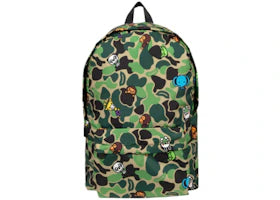 BAPE Baby Milo & friends Camo Large Size Backpack Army Green - main view
