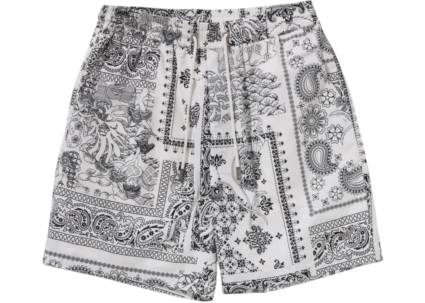 BAPE Black Boro Paisley Camp Shorts-White