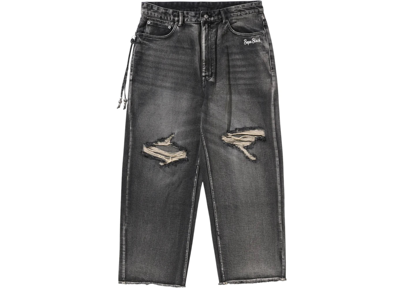 BAPE Black Essential Paisley Trimmed Denim Pant-Black