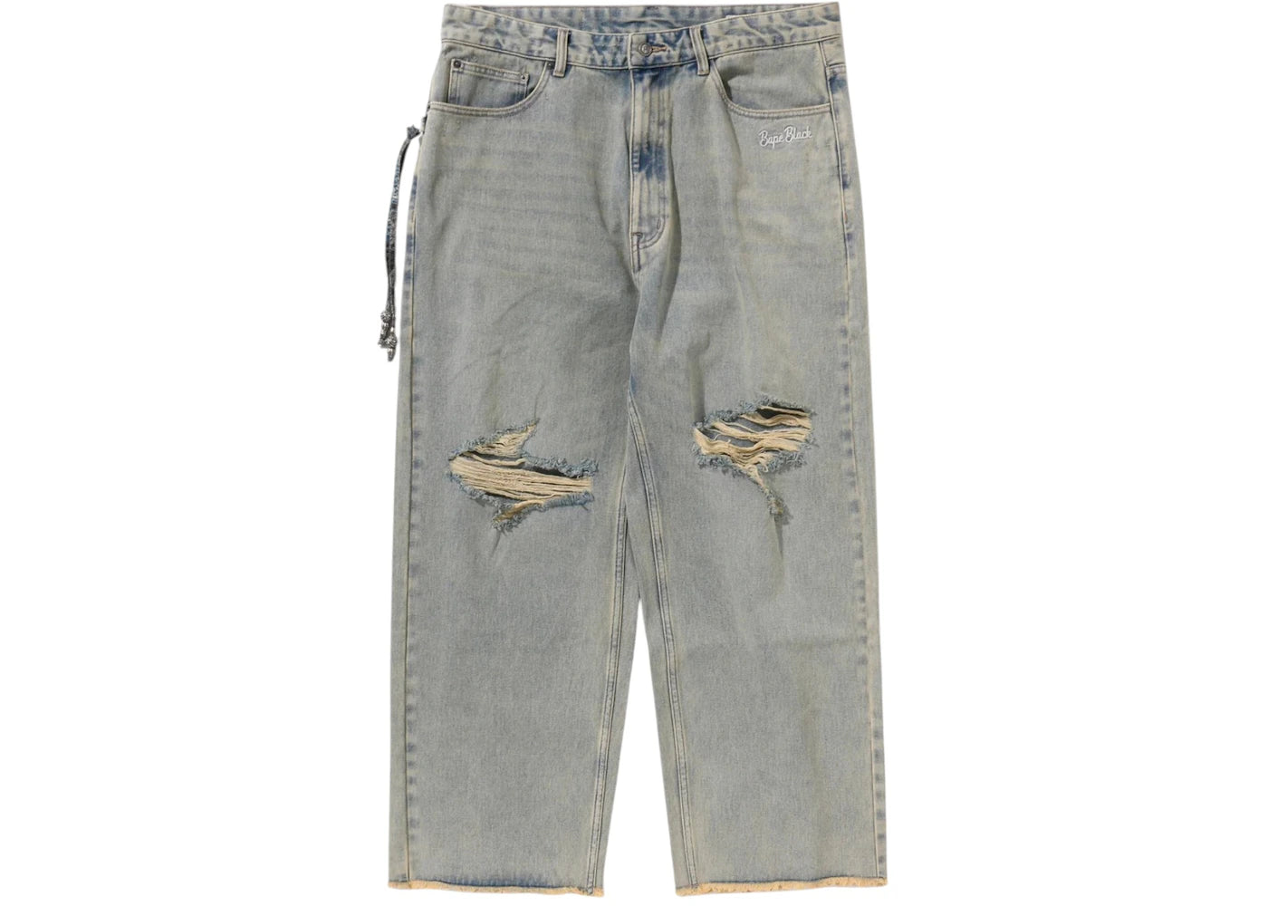 Pantalon en jean BAPE noir essentiel à motif cachemire - Bleu