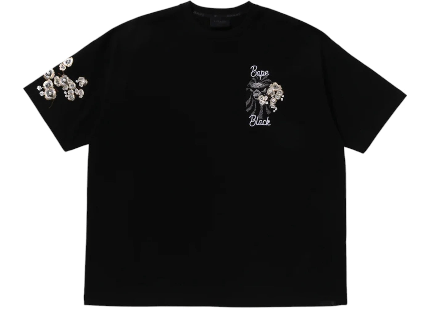 BAPE Black Pearl Emb Floral Tee-Black