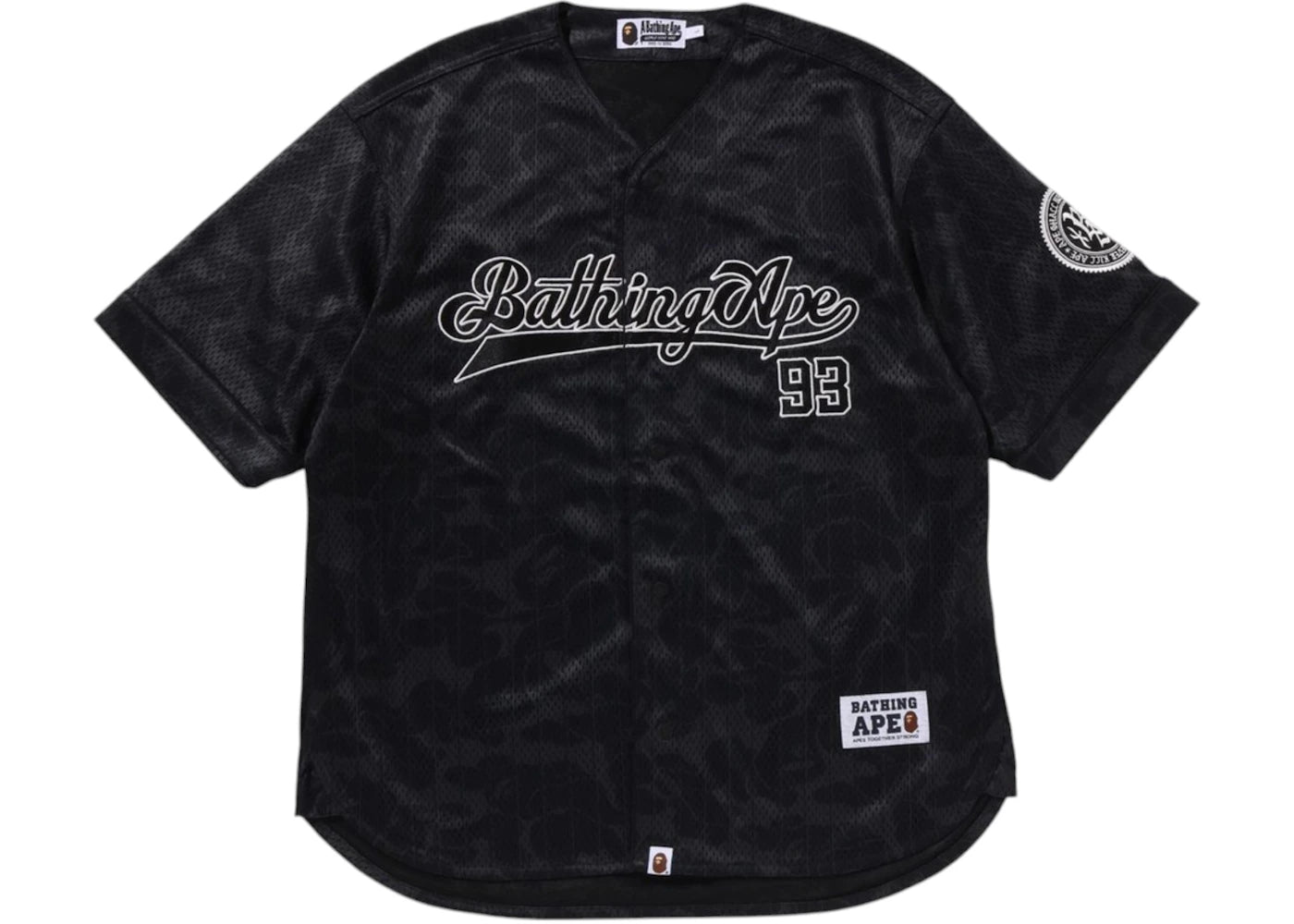 T-shirt de baseball BAPE à rayures camouflage - Noir