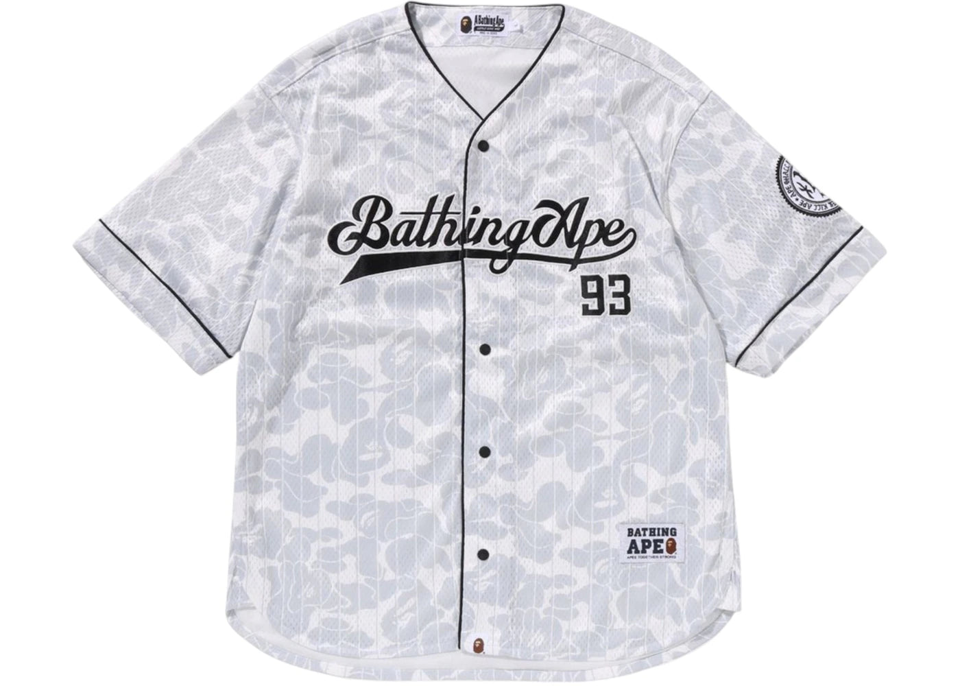 T-shirt de baseball BAPE à rayures camouflage - Gris