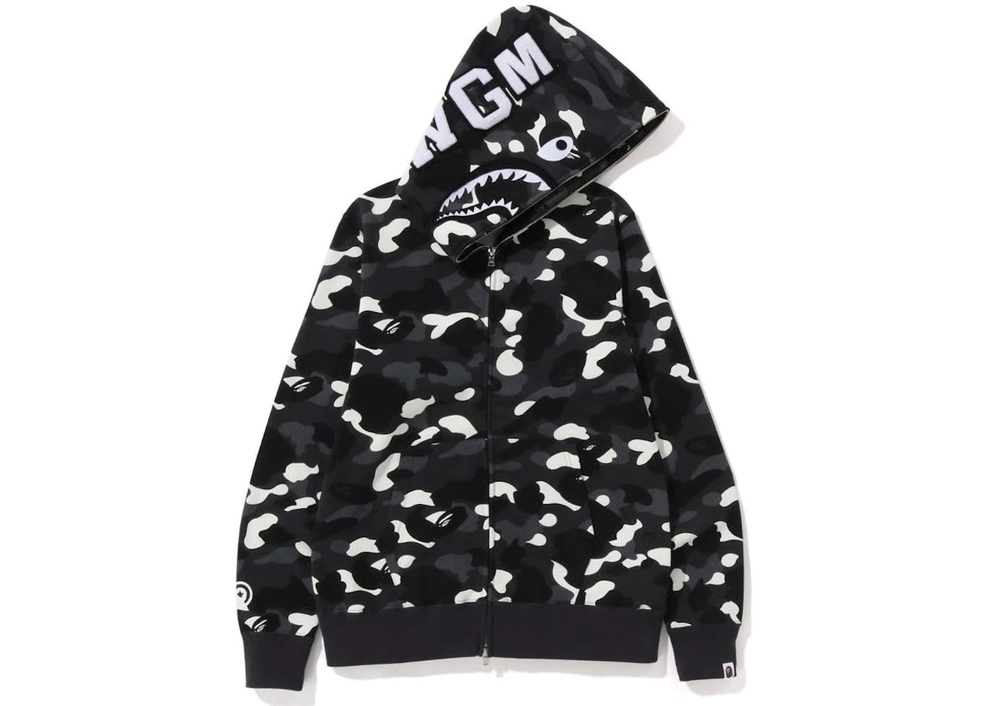 Sweat à capuche zippé BAPE City Camo Shark WGM (SS23) - Noir
